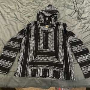 Chic Black and White Hooded Sweater